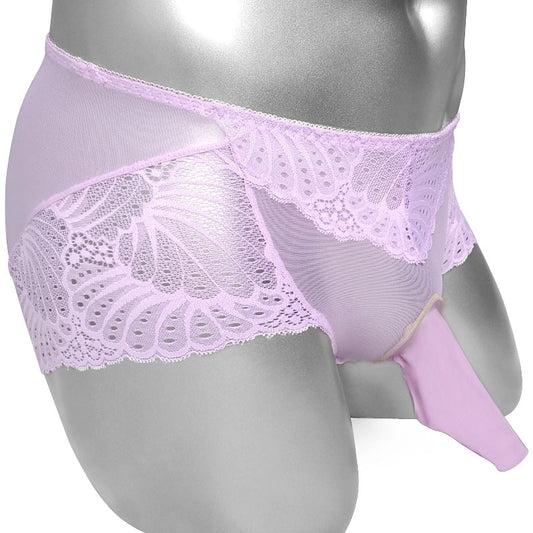 Floral Lace Panties With Penis Sheath Sleeve
