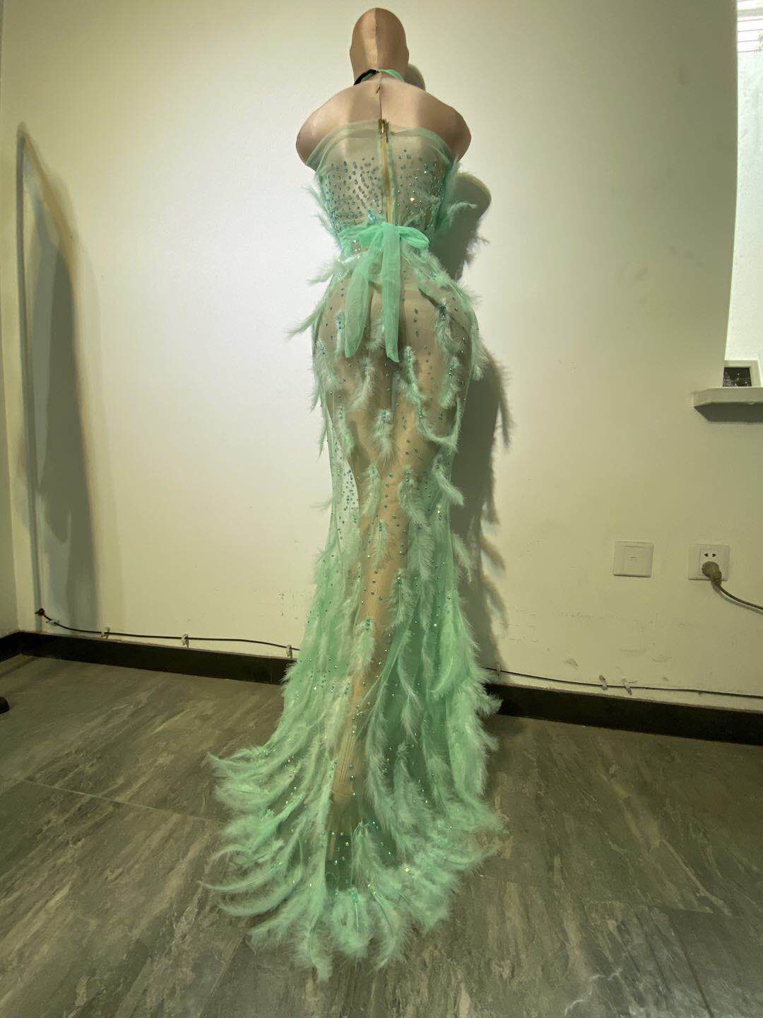 Feather Mesh See-Through Dress The Drag Queen Store Feather Mesh See-Through Dress The Drag Queen Store