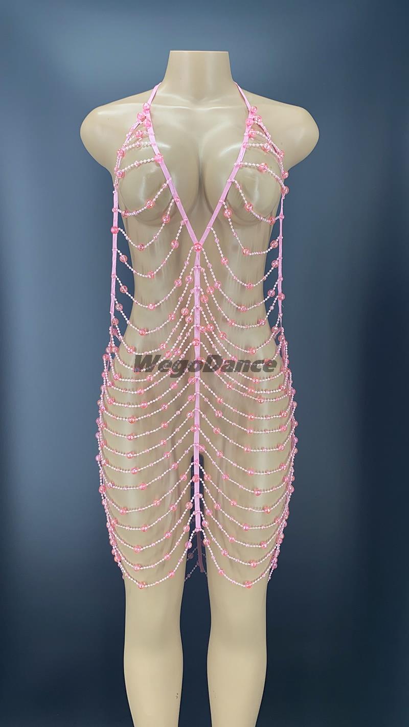 Aroa Mattic Pink Beaded Dress