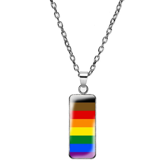 Gay Pride Flag Pendant Necklace