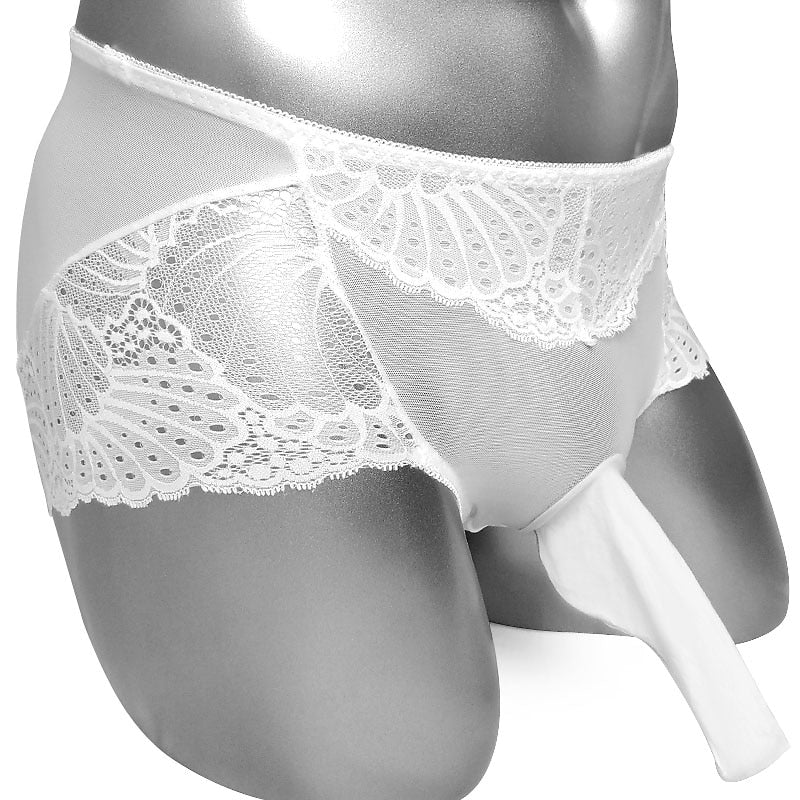 Floral Lace Panties With Penis Sheath Sleeve