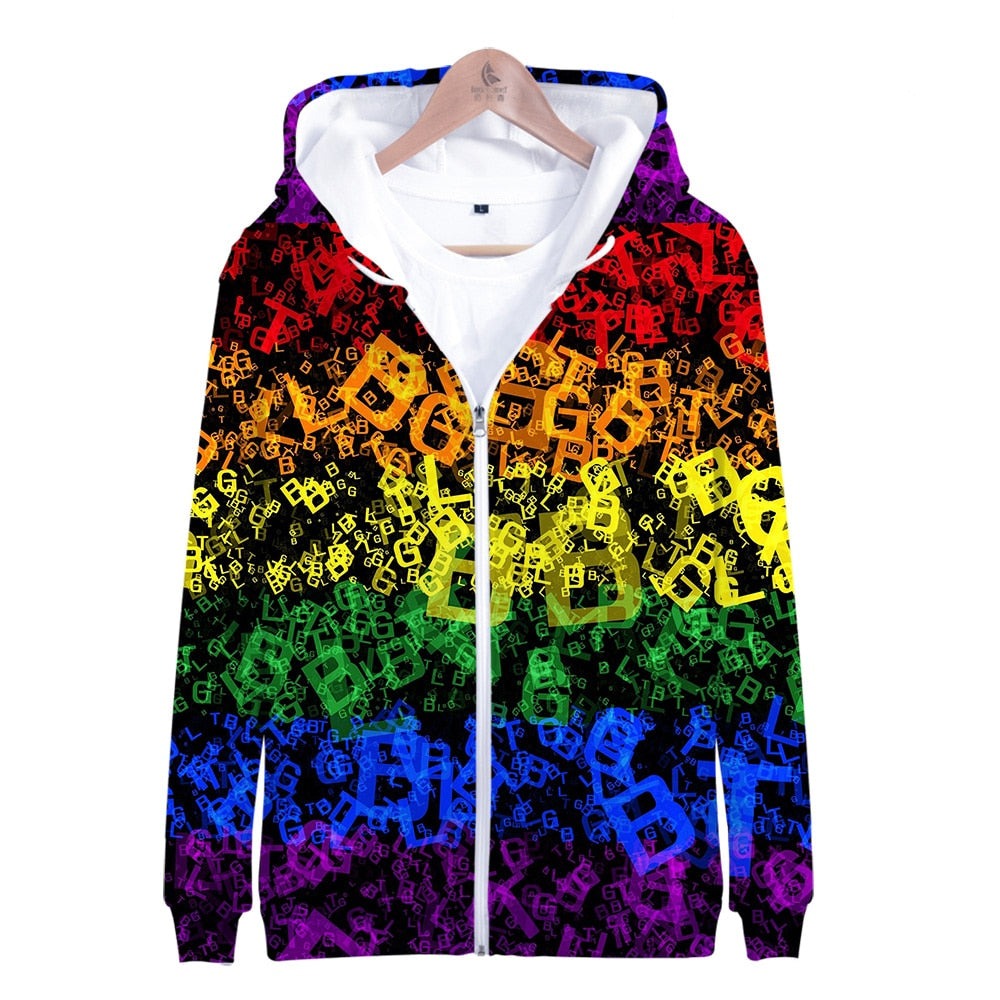 LGBT Rainbow Hoodie Jacket