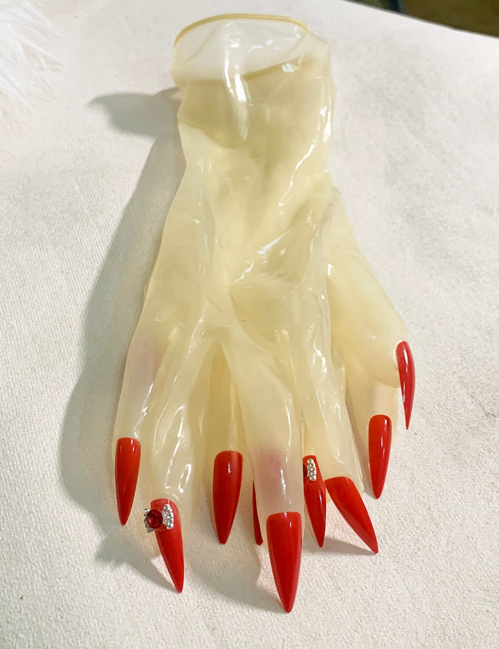 Super Thin Latex Red Nails Crossdressing Gloves