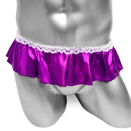 Open Crotch Shiny Skirted Thong Panties
