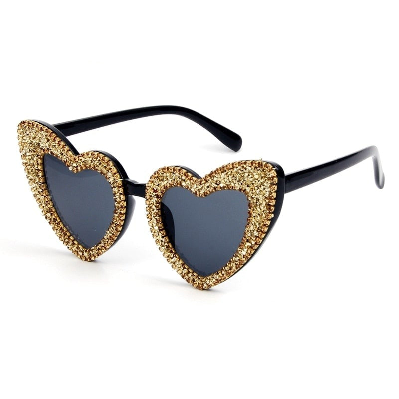 Ina Creddeble Rhinestone Heart Sunglasses