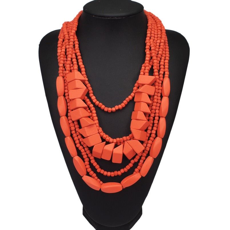 Rey Markeble Wooden Beads Necklace