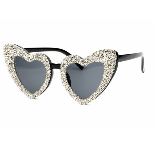 Ina Creddeble Rhinestone Heart Sunglasses