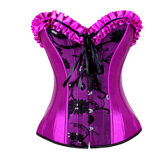 Queen Rose Embroidered Satin Corset