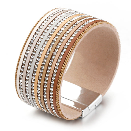 Gradient Crystal Leather Bracelet