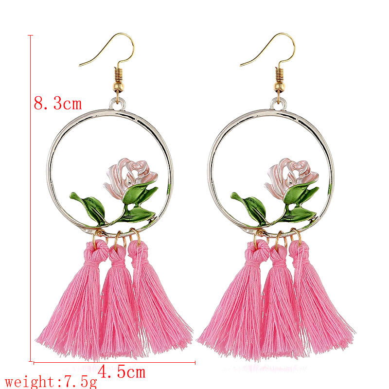 Diva Flower Tassel Earrings