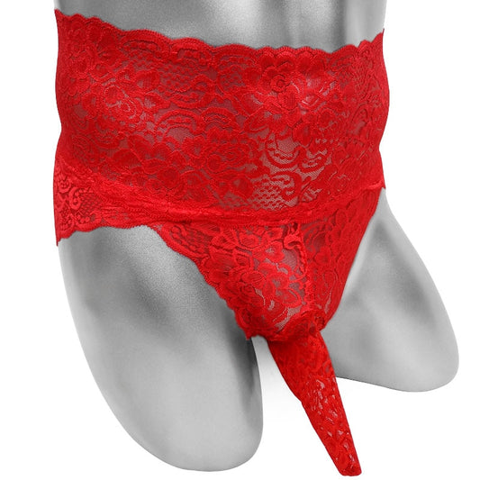 Floral Lace Briefs With Penis Sheath