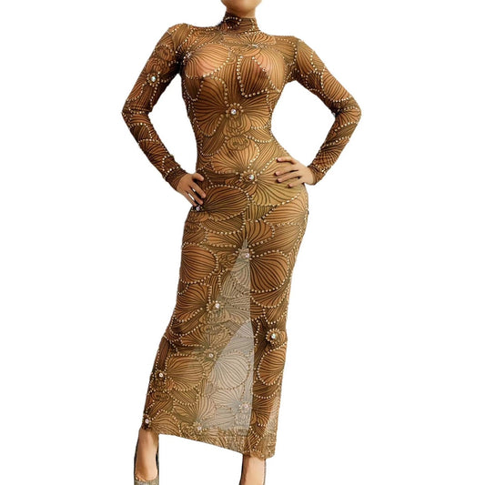 Constance Craving Beaded Tight Elastic Dress