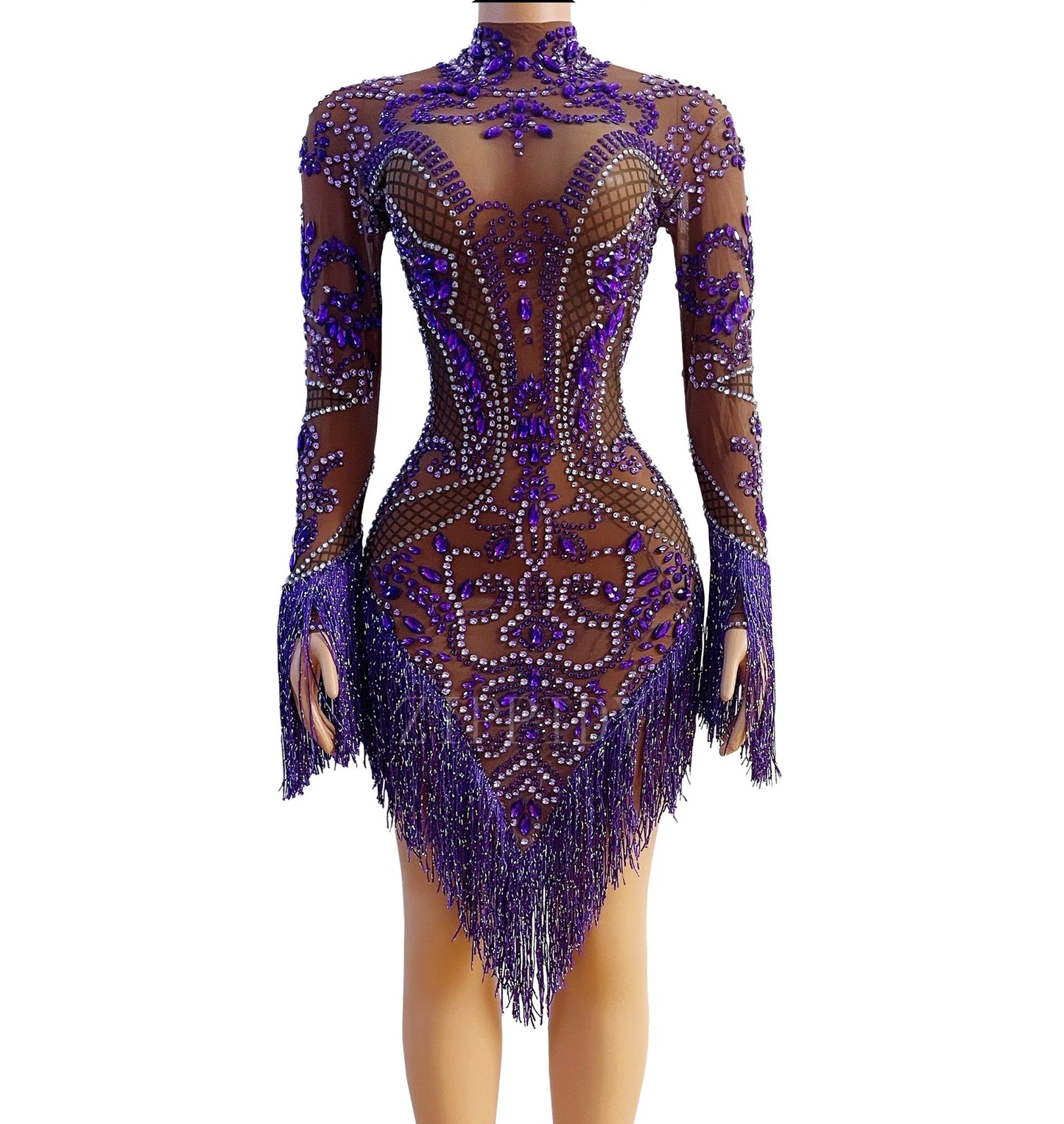 Bo Deysious Purple Fringe Dress