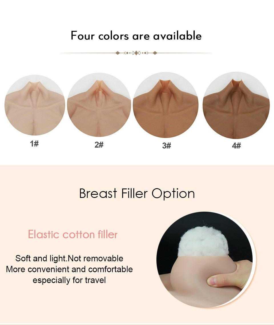  Crossdressing Apparel Male to Female Bodysuit, Silicone Breast  Forms Fake Vagina Panties Jumpsuit for Crossdresser Fake Boobs C/D/E Cup  (#2,C Cup+Silicone) : Clothing, Shoes & Jewelry