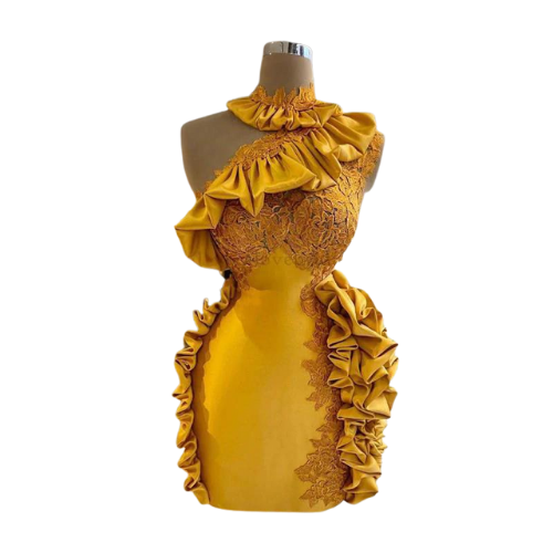 Fonda Dixx Satin Ruffles Mini Dress