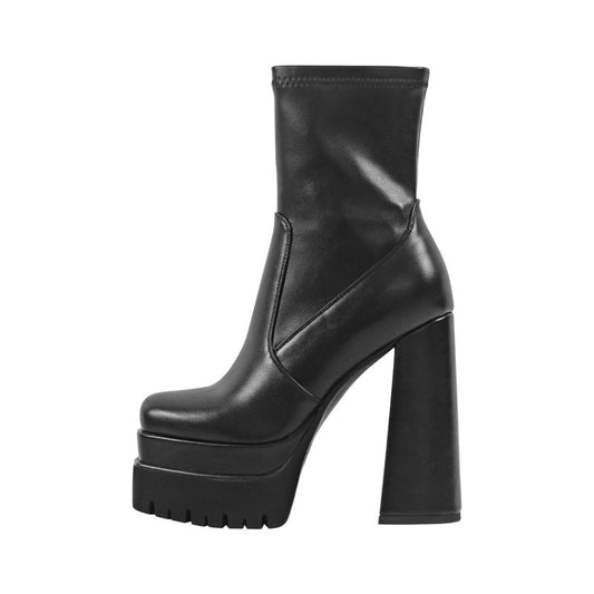 Square Toe Double Platform Ankle Boots