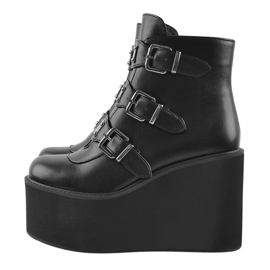 "Helen is Troy" Black Matte Ankle Boots