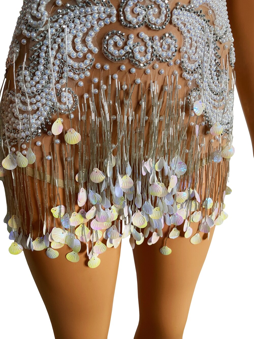 Connie Lingus Transparent Sequins Short Dress