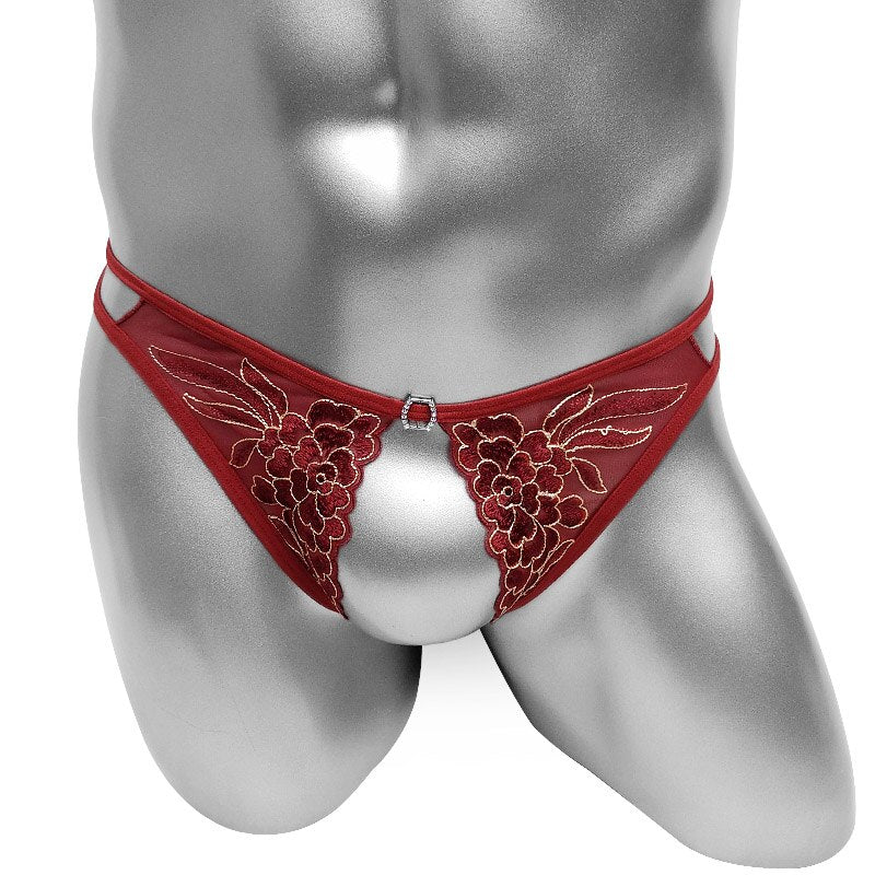 Rula Thumb Embroidered Open Crotch Panties