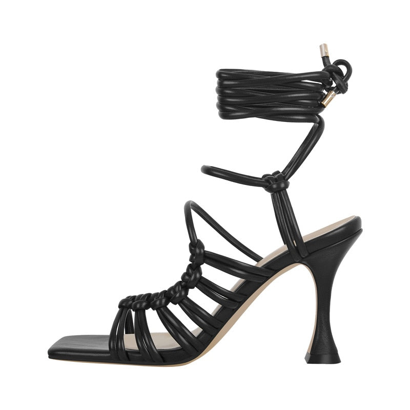 Sally Ness Square Toe Lace Up Sandals