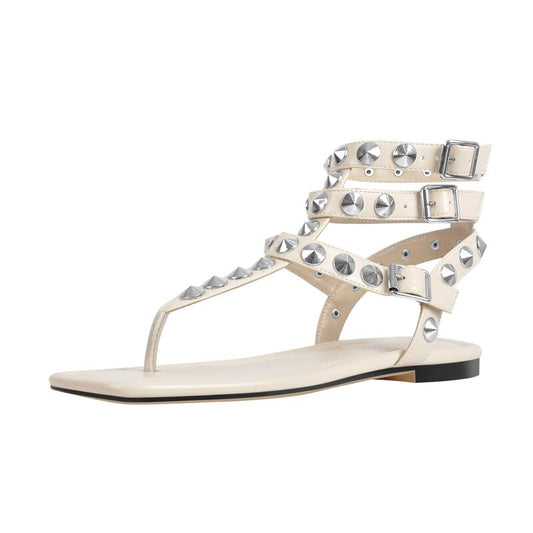 Fancy Feast Square Toe Rivet Sandals
