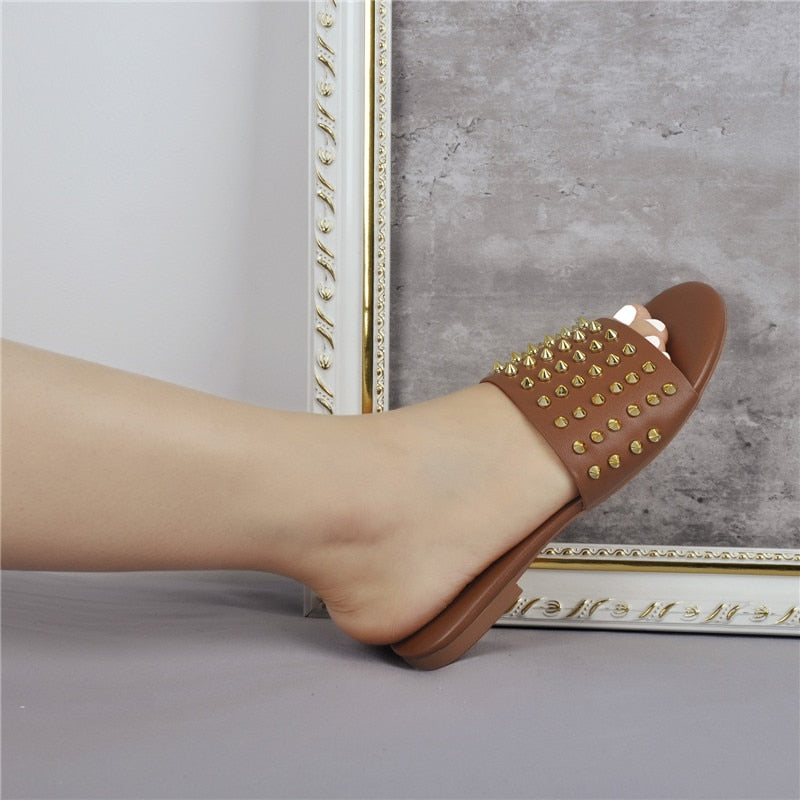 Pat Excuse Studded Flat Sandals