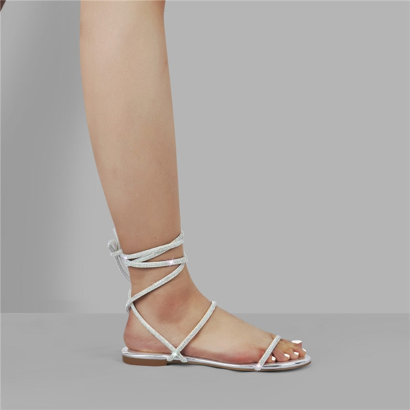 Sara Castique Diamond Lace Up Sandals