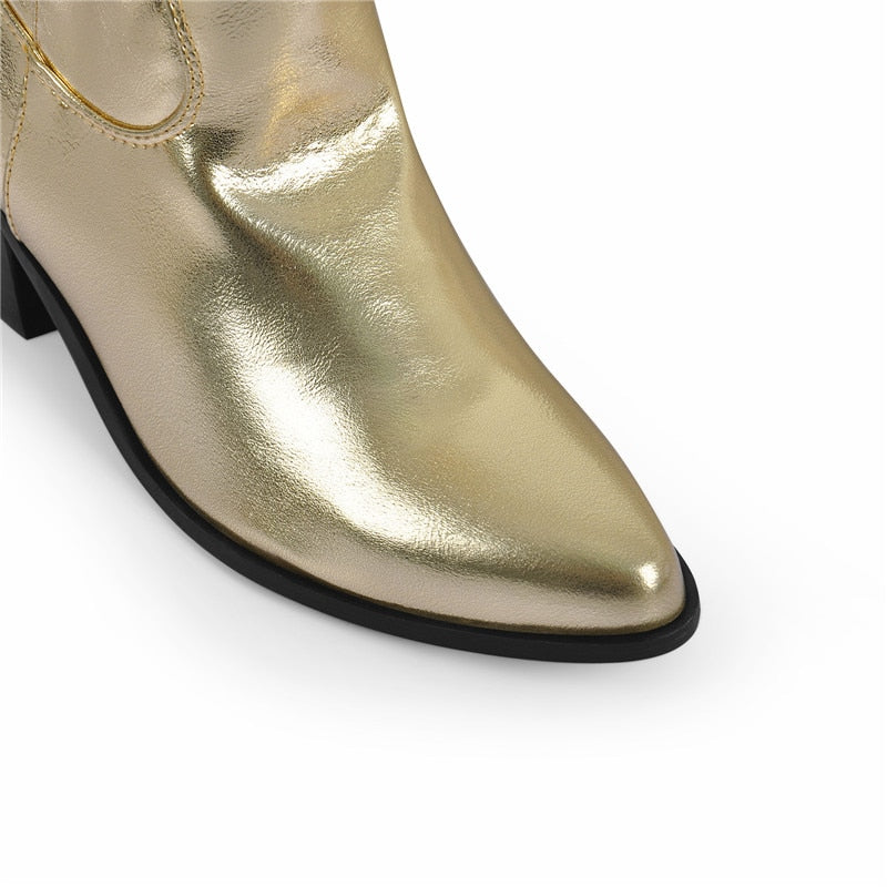 Sue Burben Gold Western Knee High Boots