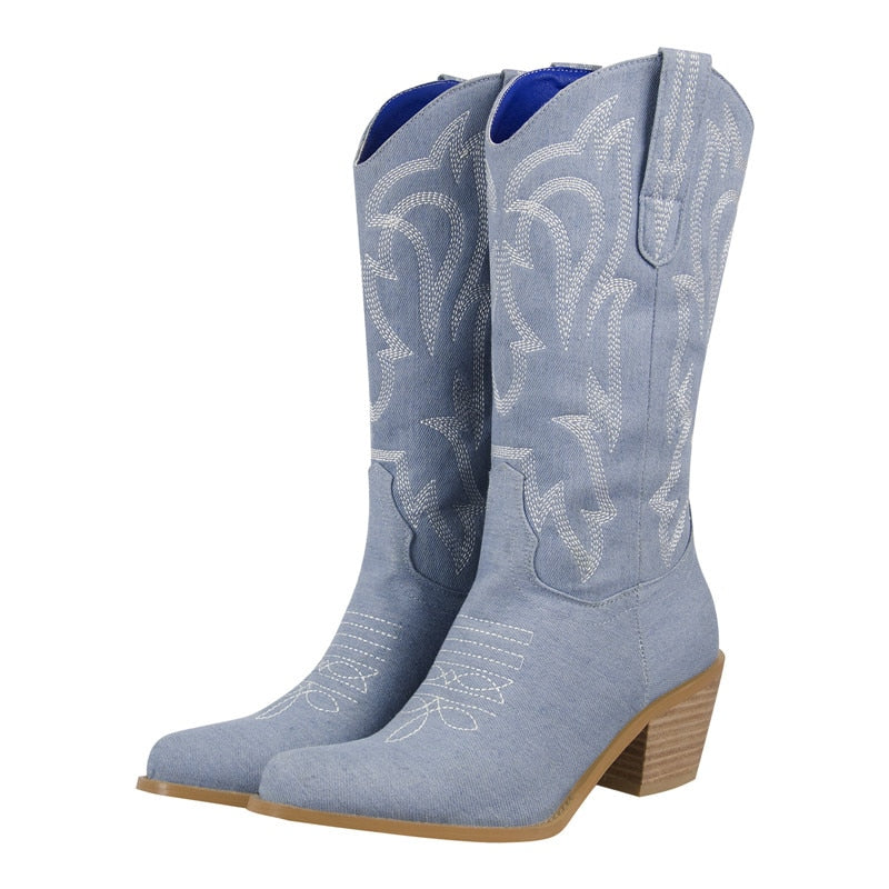 Cliff Hanger Mid-Calf Embroidered Western Boots