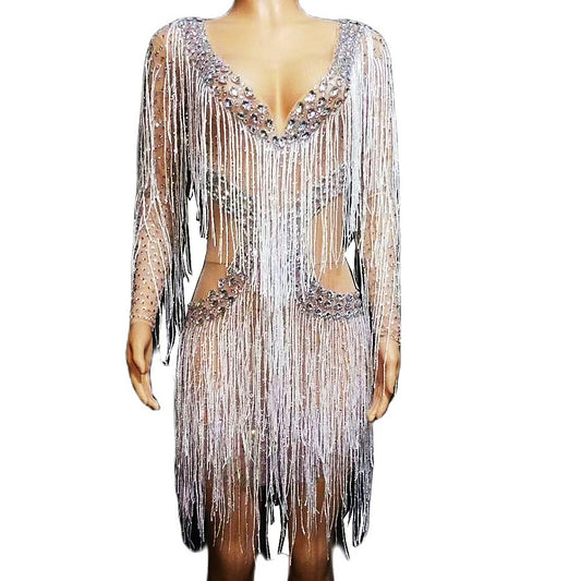 Showtime Sparkly Fringe Dress