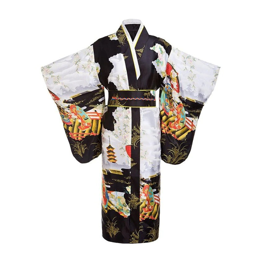 Traditional Japanese Kimono With Obi Flower