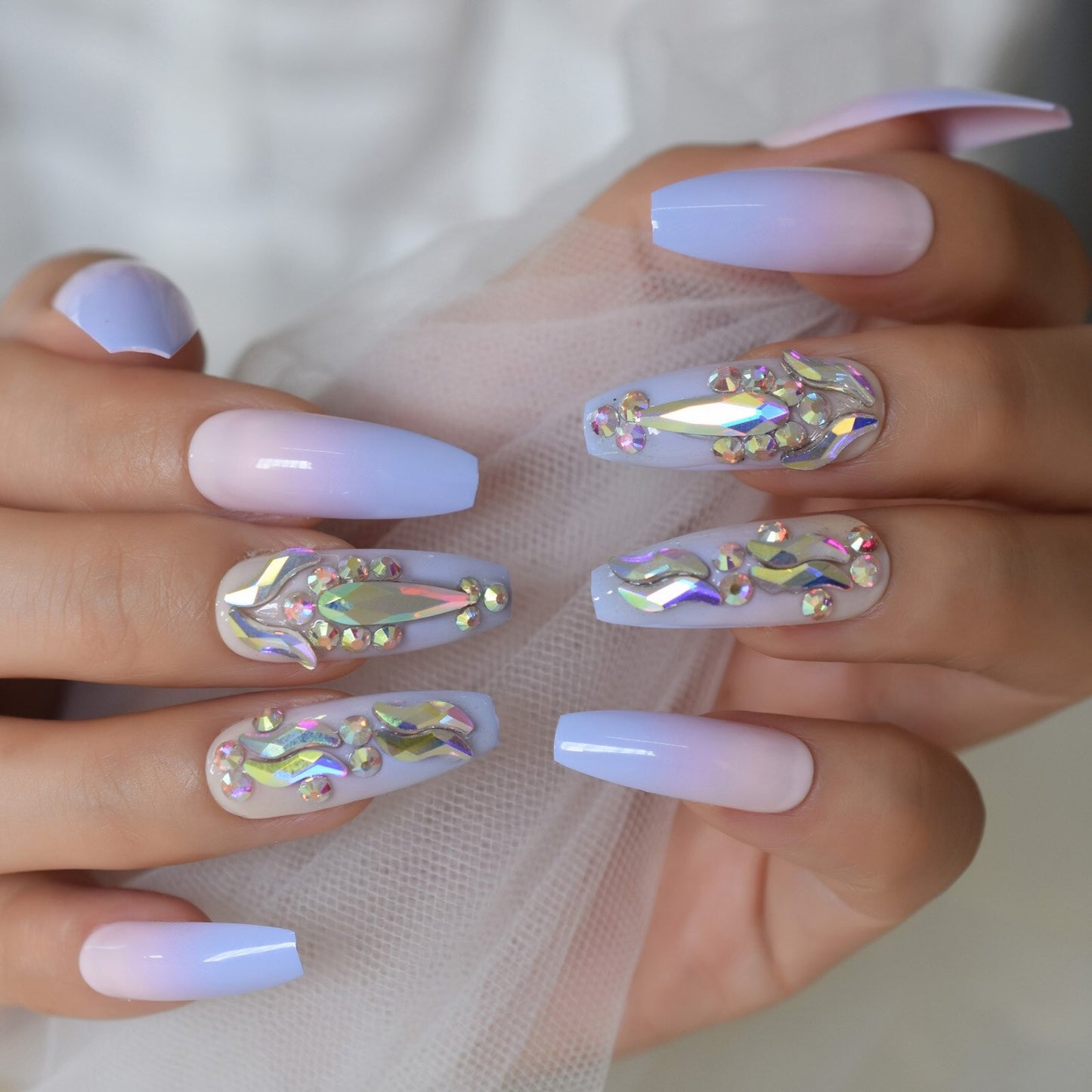 May Licious Blue Ombre Faux Nails