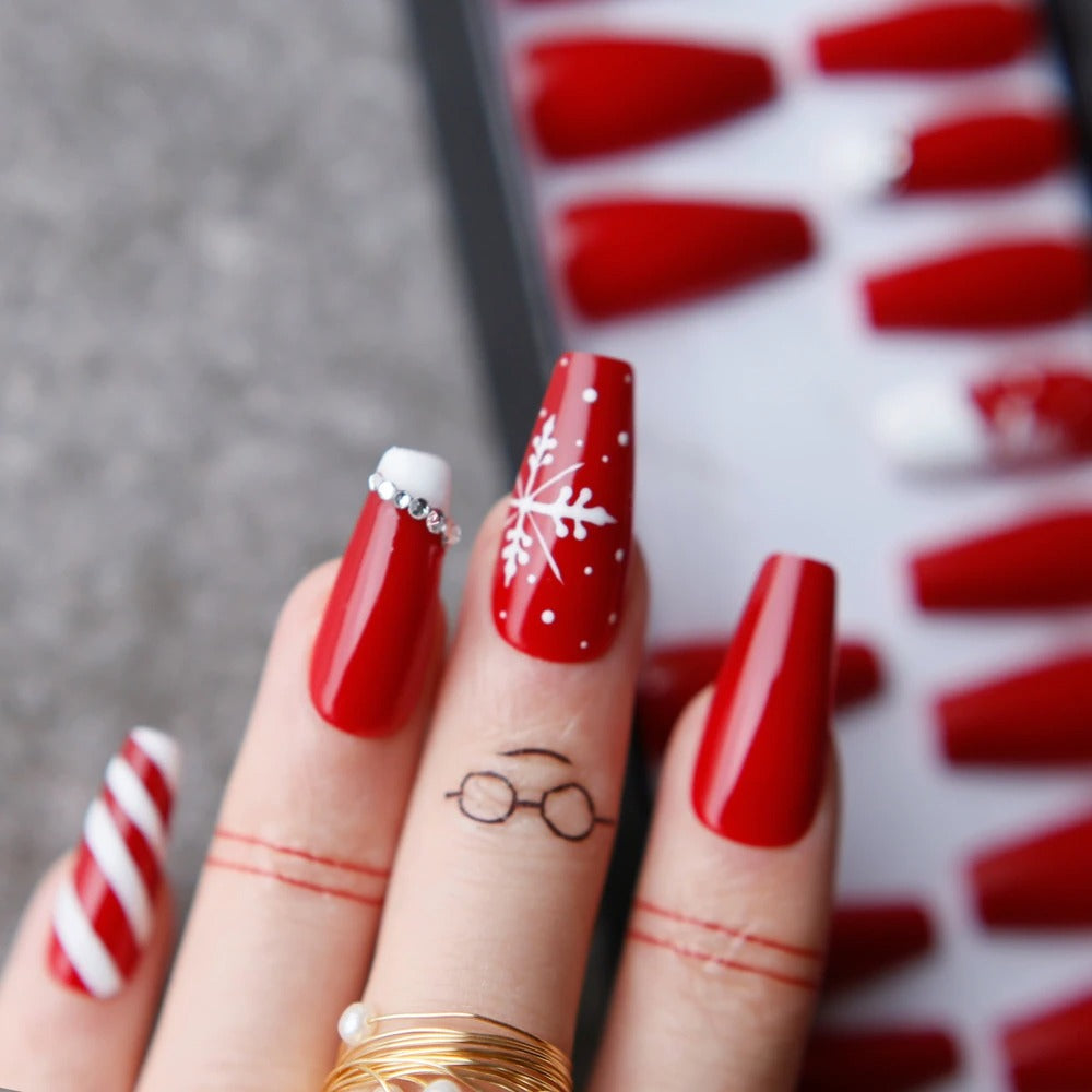 Christmas Candy Cane Press On Nails