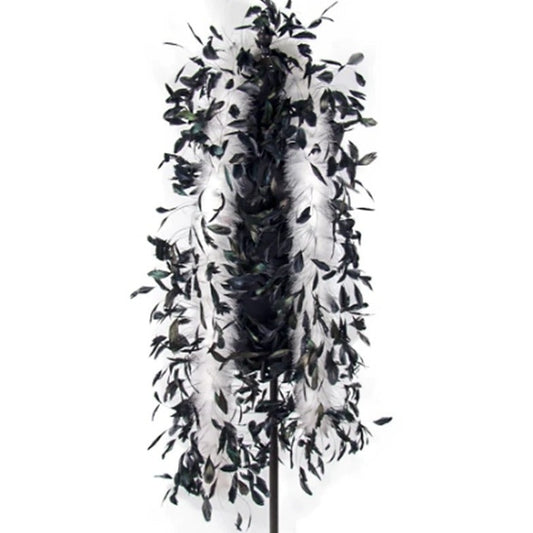 Natural Feathers Boa With Black Rooster Plumes