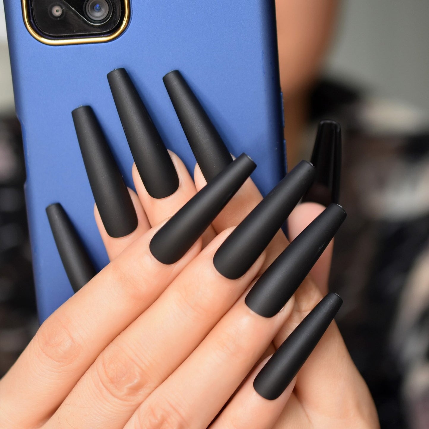 Extra Long Solid Black XXL Press On Nails