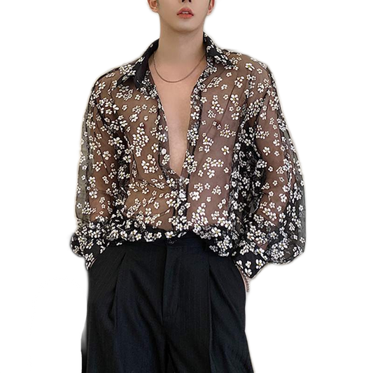 Queen Mia Transparent Floral Shirt Blouse