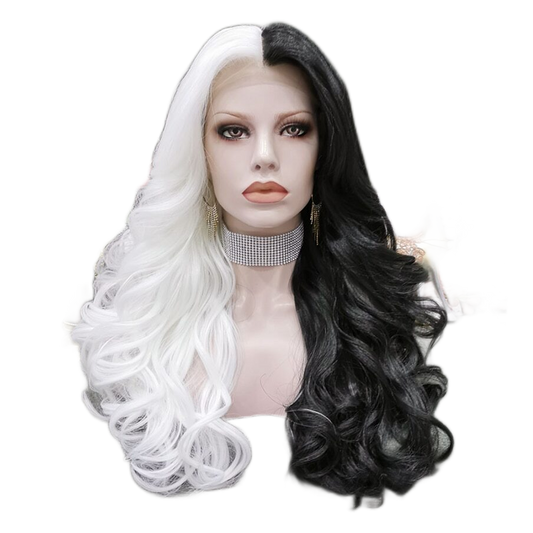 Sara Castique Half White Half Black Lace Front Wig
