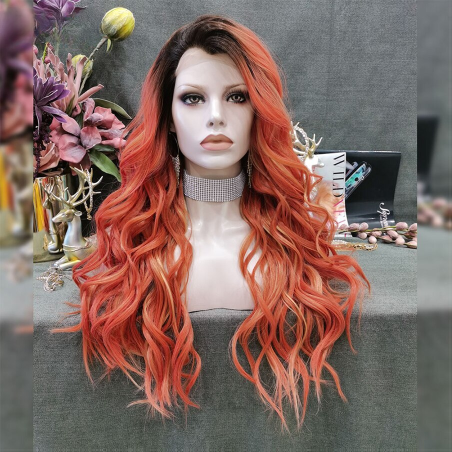 Emme Vention Orange Red Lace Front Wig