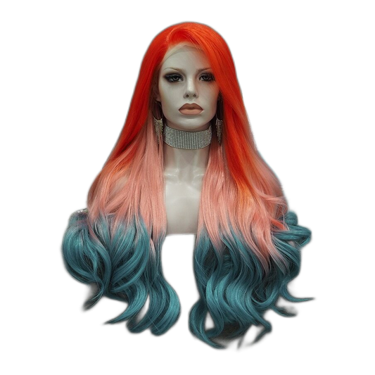 Zahara Dessert Ombre Orange Blue Lace Front Wig