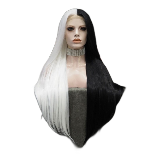 Sue Preem Half White Half Black Lace Front Wig
