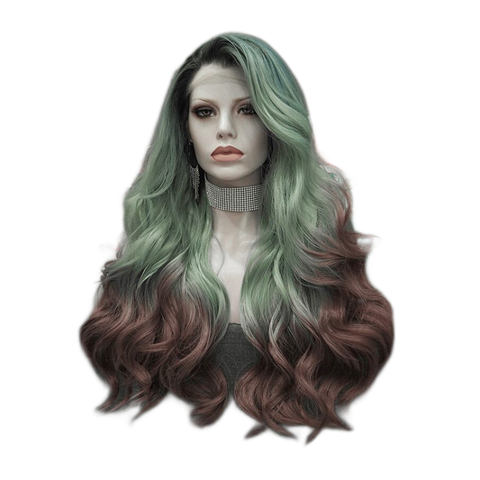 Vye Vacius Ombre Green Reddish Lace Front Wig