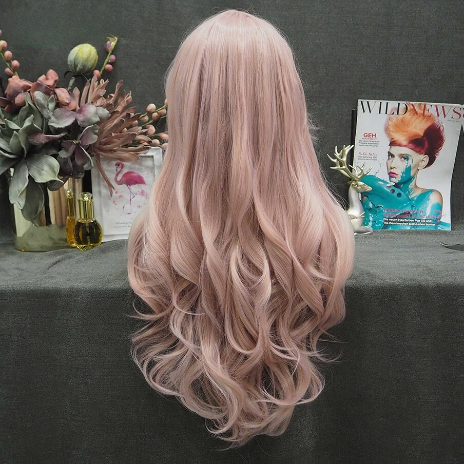 Eve Ville Pink Lace Front Wig With Bangs