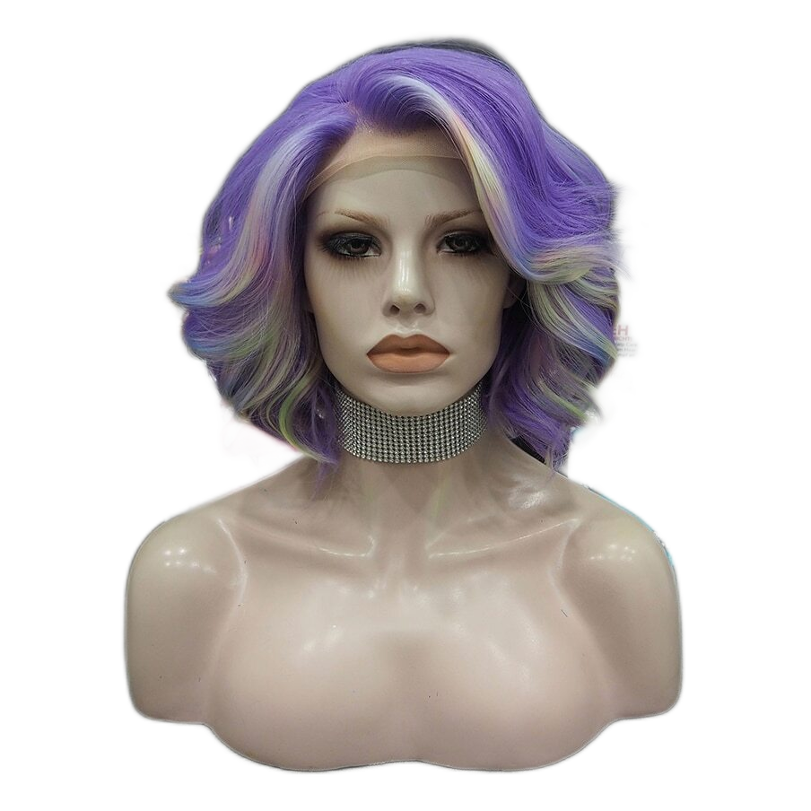 Daye Light Purple Highlight Short Lace Front Wig