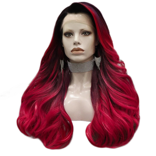 Sherry Vine Ombre Red Black Lace Front Wig