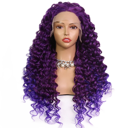 Drag Queen Eva Purple Curly Wig