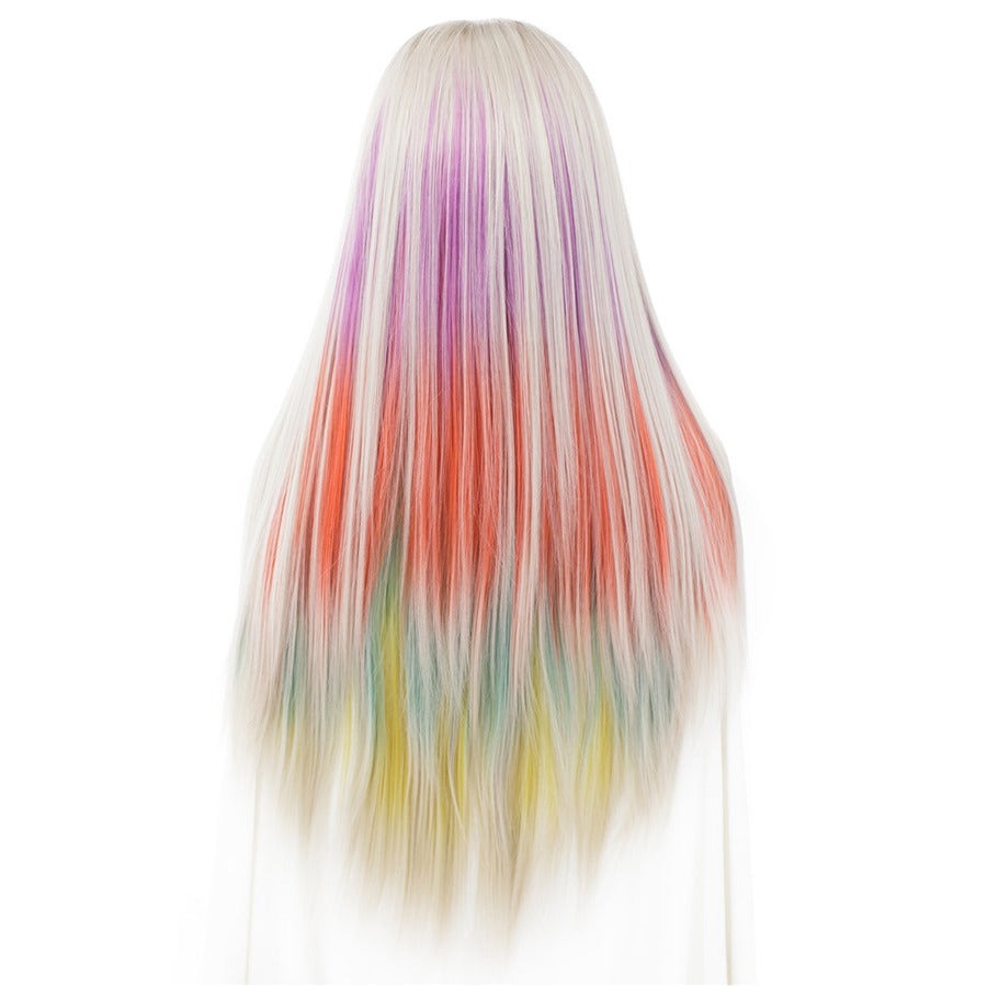 Cal De Sack Straight Lace Front Rainbow Wig