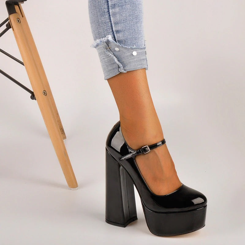 Mary-Jane Platform Chunky Heels â The Drag Queen Store