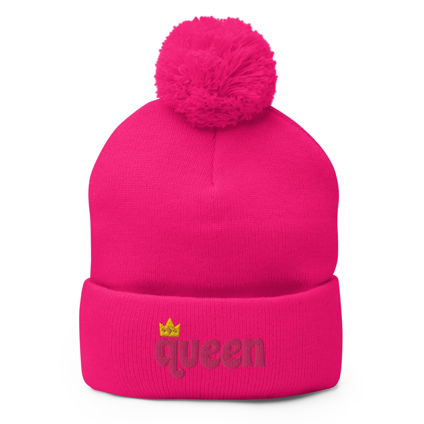 Embroidered Drag Queen Pom-Pom Beanie Hat