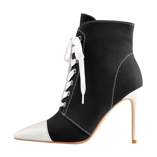 Tilda End Canvas Stiletto Heel Boots