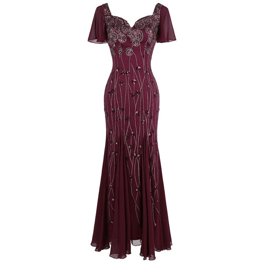 Lady Lace Sequin Long Dress